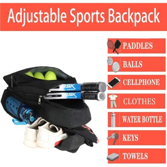 Tennis Bag Tennis Backpack - Large Tennis Bags for Women and Men to Hold Tennis - Picture 5 of 7